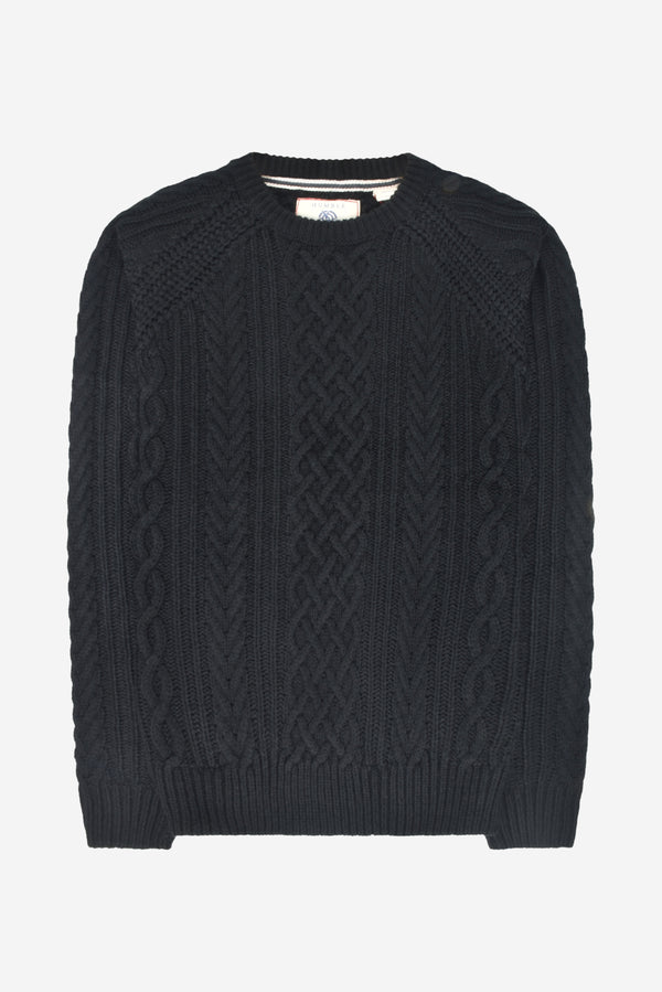 Humble Pioneer - Men's Black Fisherman Cable Knit Jumper