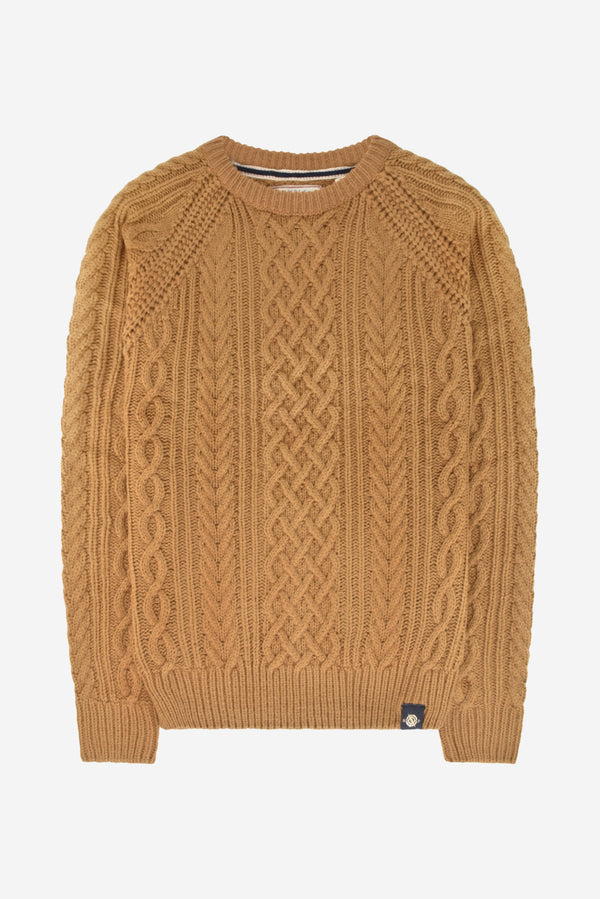 Humble Pioneer - Men's Caramel Fisherman Cable Knit Jumper