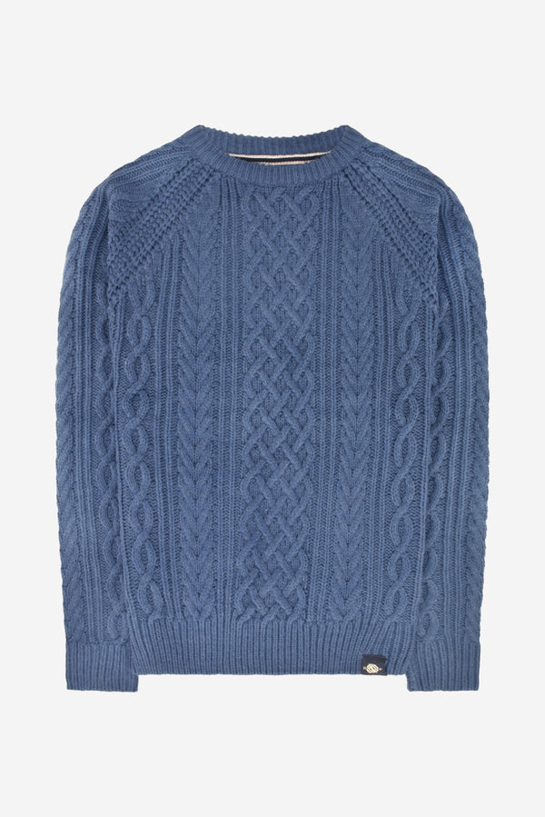 Humble Pioneer - Men's Denim Fisherman Cable Knit Jumper