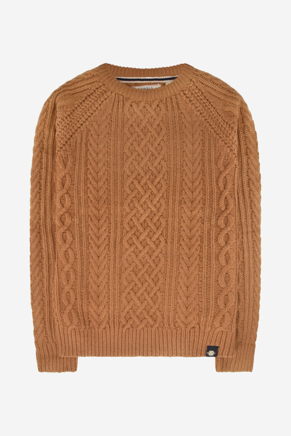 Humble Pioneer - Men's Tan Fisherman Cable Knit Jumper