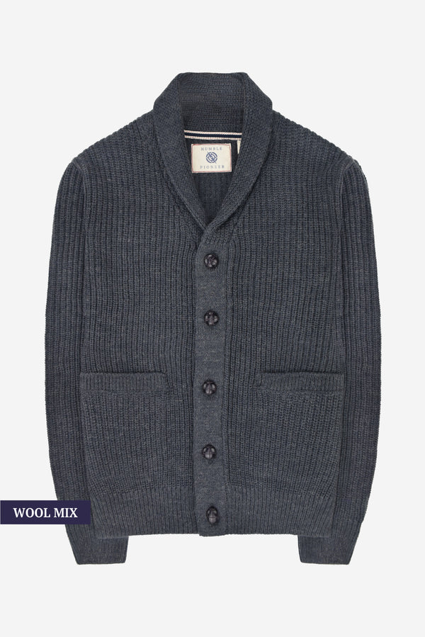 Humble Pioneer - Men's Charcoal Wool Shawl Cardigan