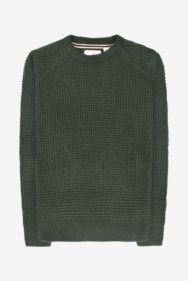 Humble Pioneer - Dark Olive Waffle Stitch Crew Neck