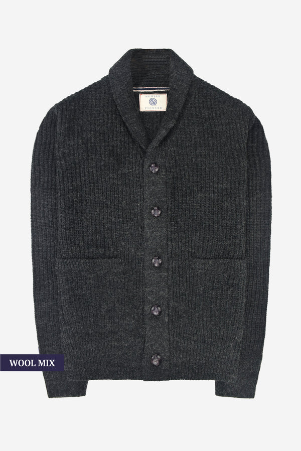 Humble Pioneer - Men's Black Wool Shawl Cardigan