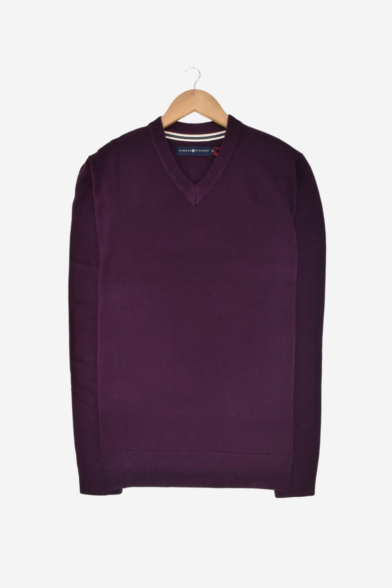 Humble Pioneer - Burgundy Soft Touch V Neck Jumper