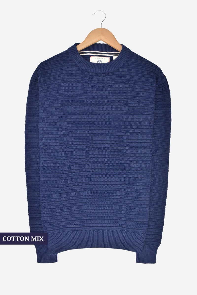 Humble Pioneer - Mens Navy Cotton Mix Crewneck Jumper