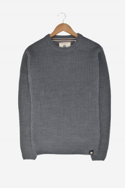 Mens Half Cardigan Stitch Grey Basic Daily Crewneck