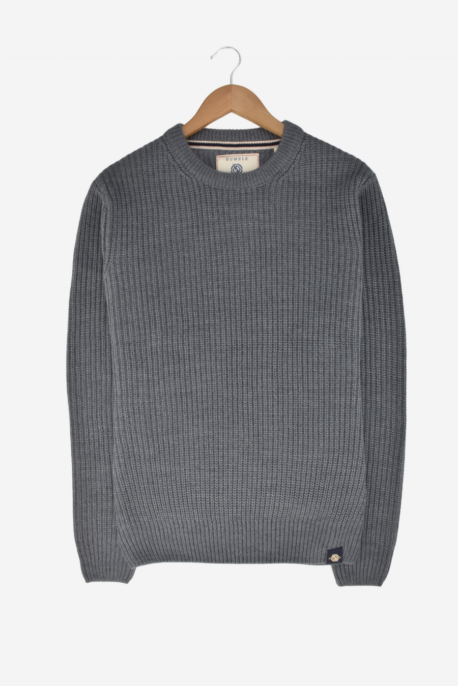 Mens Half Cardigan Stitch Grey Basic Daily Crewneck