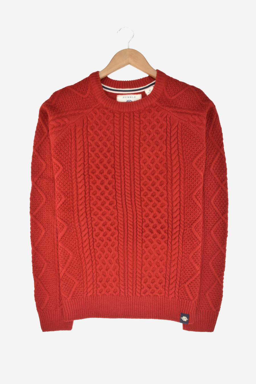 Humble Pioneer - Men's Red Cable Crew Neck