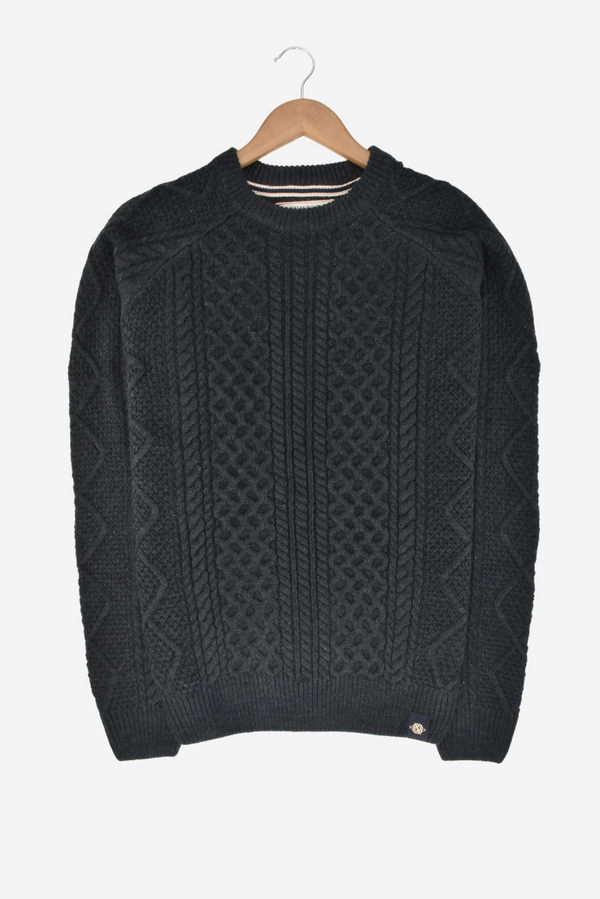 Humble Pioneer - Men's Charcoal Cable Crew Neck