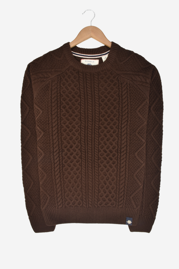 Humble Pioneer - Men's Dark Brown Cable Crew Neck