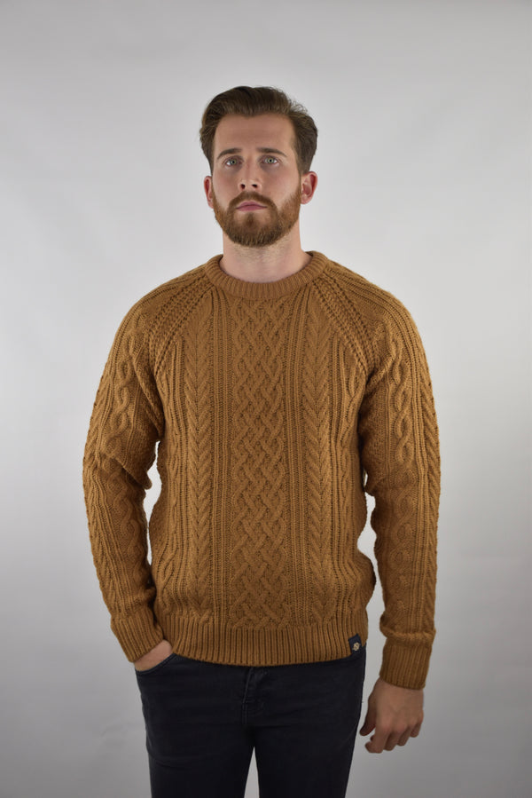 Humble Pioneer - Men's Caramel Fisherman Cable Knit Jumper