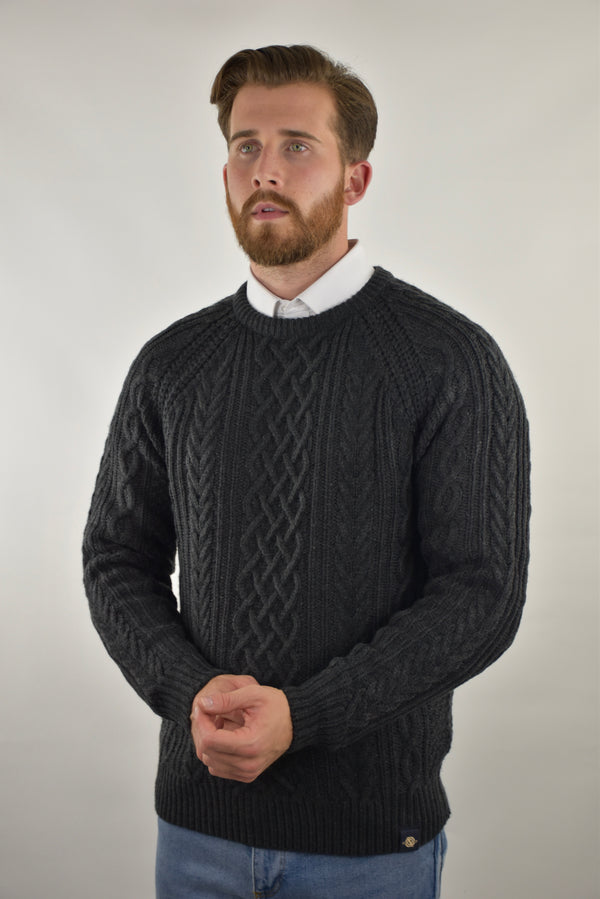 Humble Pioneer - Men's Charcoal Fisherman Cable Knit Jumper