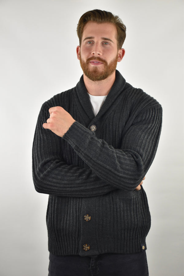 Humble Pioneer - Charcoal Shawl Cardigan