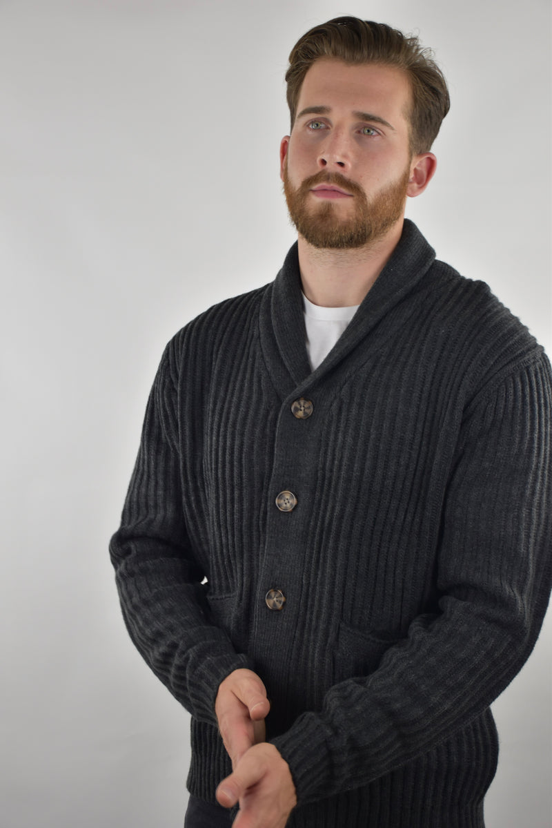 Humble Pioneer - Charcoal Shawl Cardigan