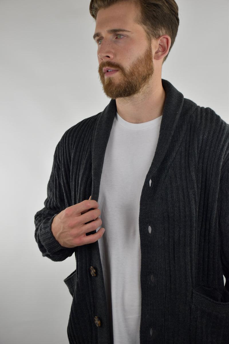 Humble Pioneer - Charcoal Shawl Cardigan