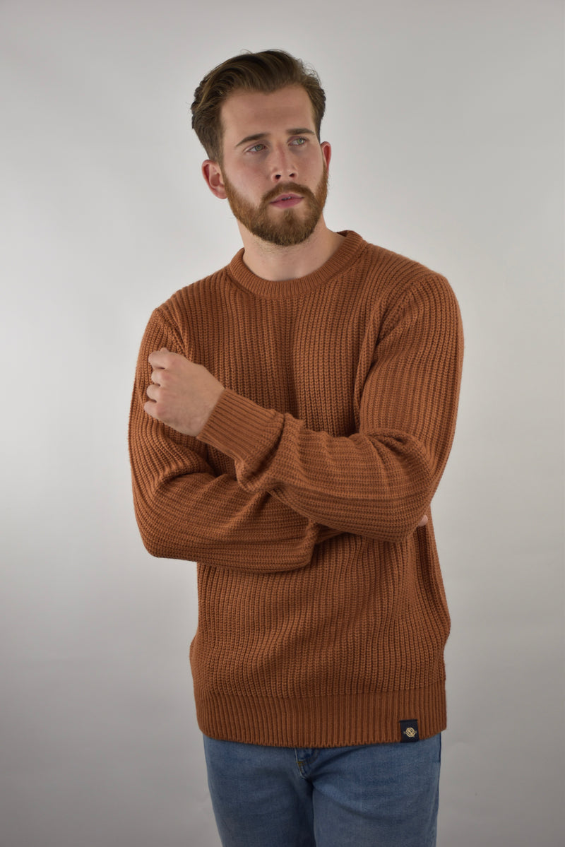 Humble Pioneer - Men's Camel Fisherman Rib Crewneck