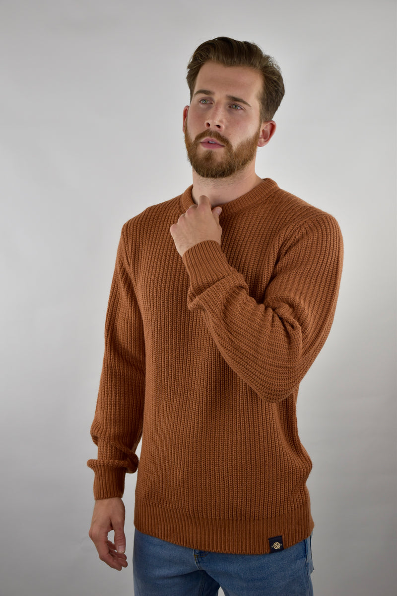 Humble Pioneer - Men's Camel Fisherman Rib Crewneck