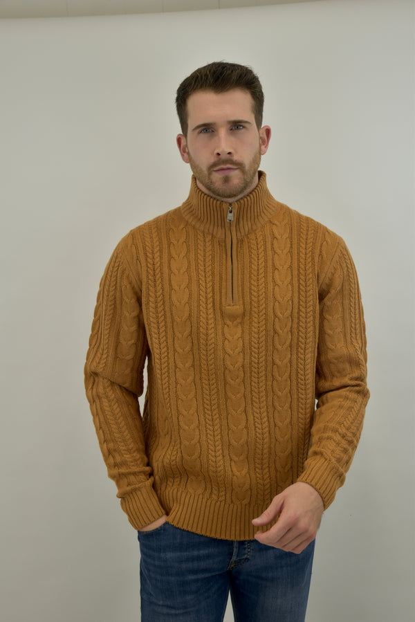 Humble Pioneer - Tan Cable Wool Half Zip