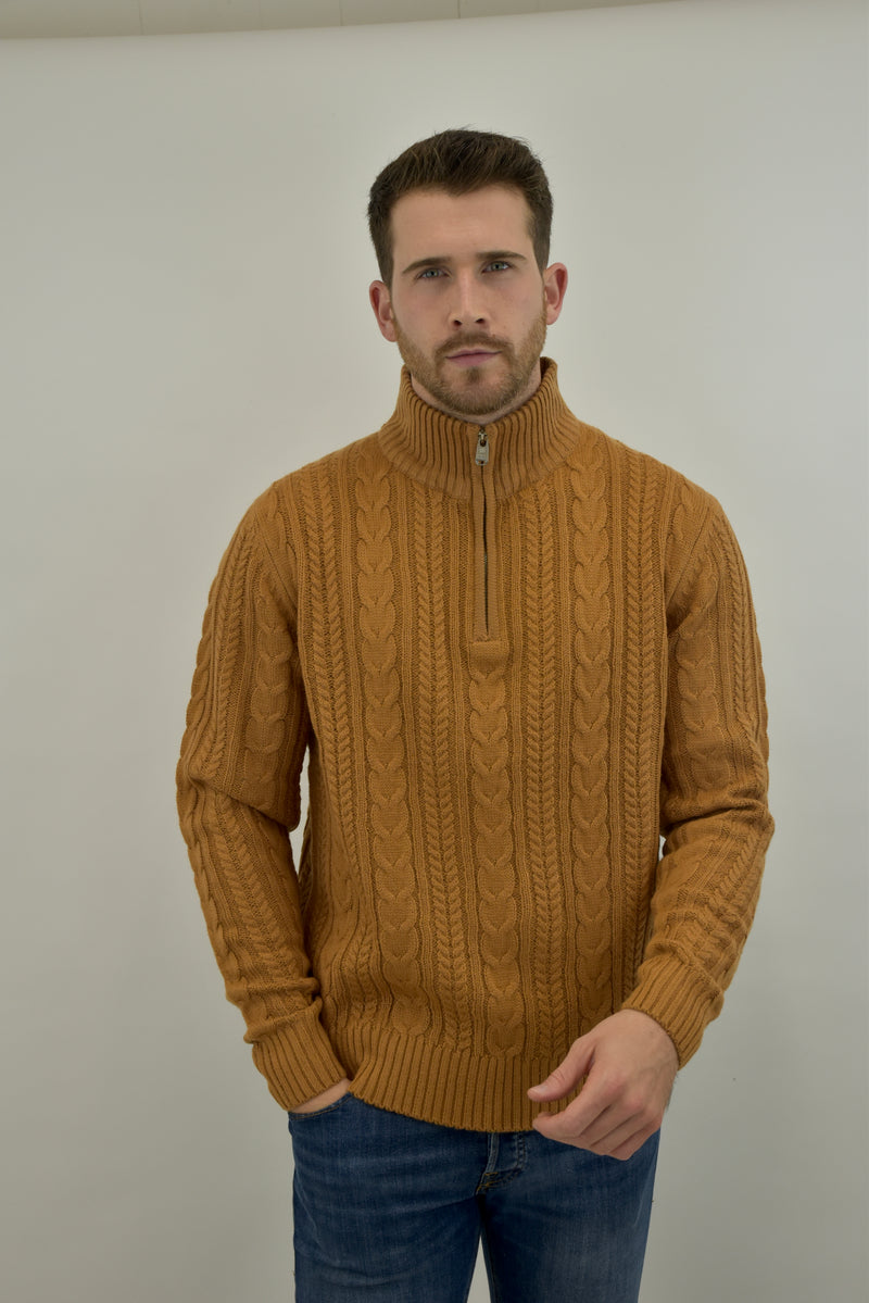 Humble Pioneer - Tan Cable Wool Half Zip