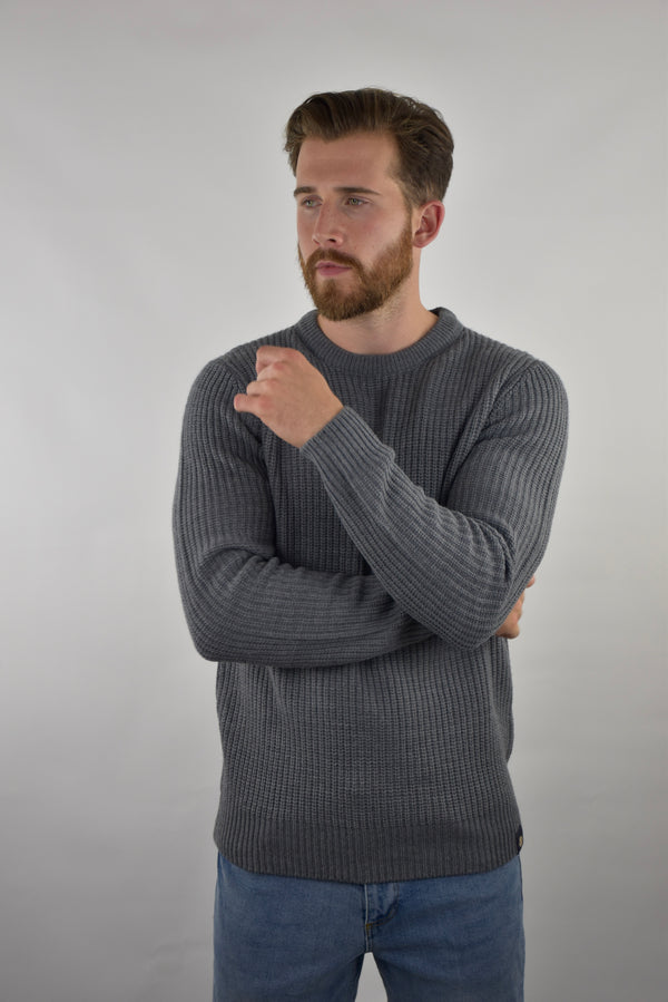 Humble Pioneer - Men's Mid Charcoal Fisherman Rib Crewneck