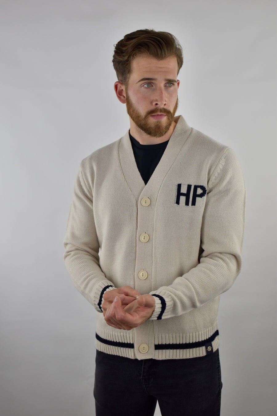 Humble Pioneer - Men's Ecru Varsity Cardigan