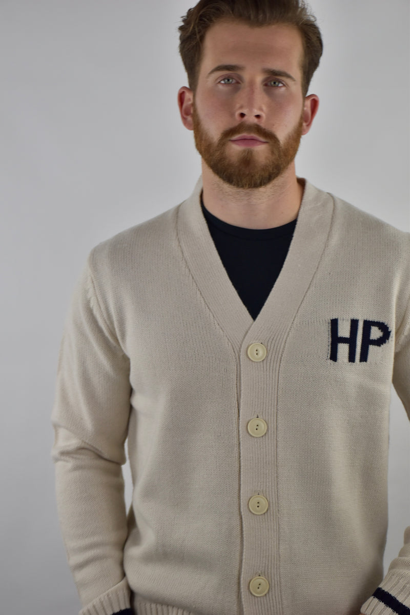 Humble Pioneer - Men's Ecru Varsity Cardigan