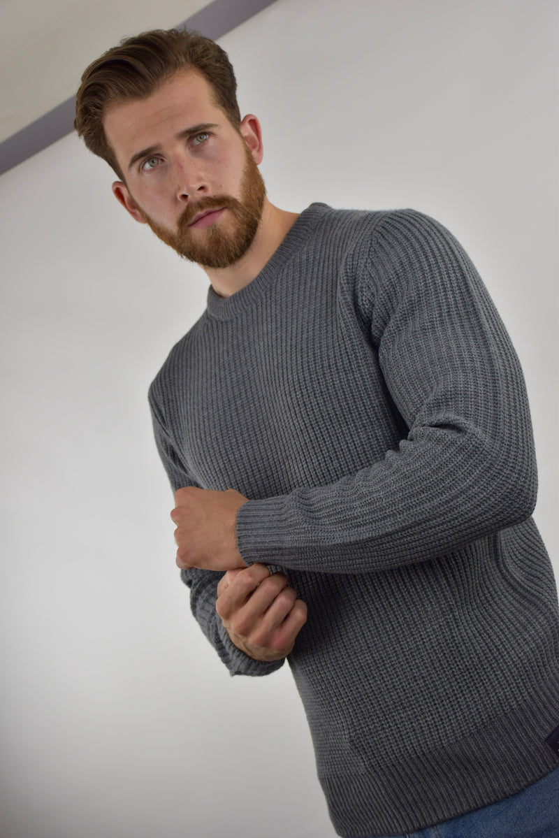 Humble Pioneer - Men's Mid Charcoal Fisherman Rib Crewneck