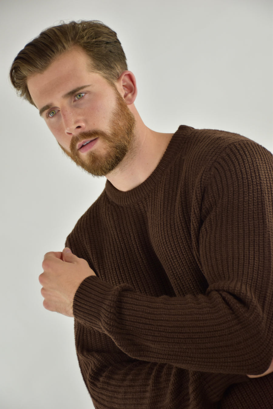 Humble Pioneer - Men's Dark Brown Fisherman Rib Crewneck