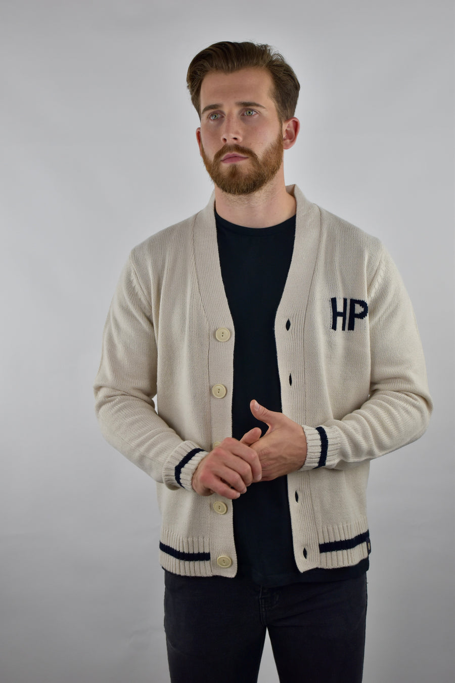 Humble Pioneer - Men's Ecru Varsity Cardigan