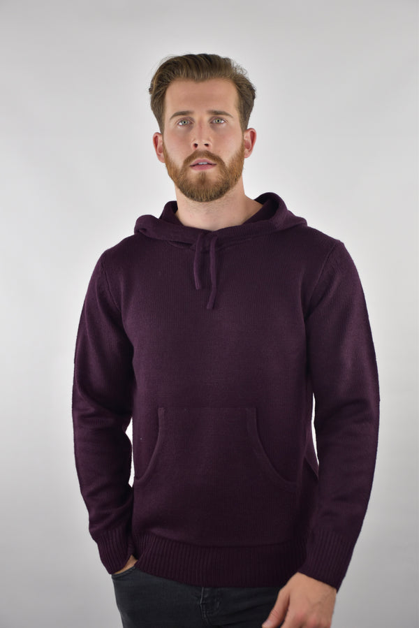 Humble Pioneer -Men's Burgundy Knitted Wool Mix Hoody