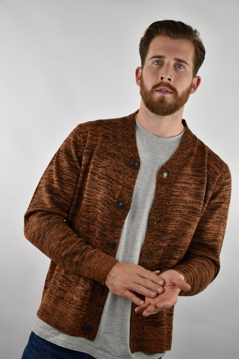 Humble Pioneer - Men's Camel Twist V Neck Cardigan