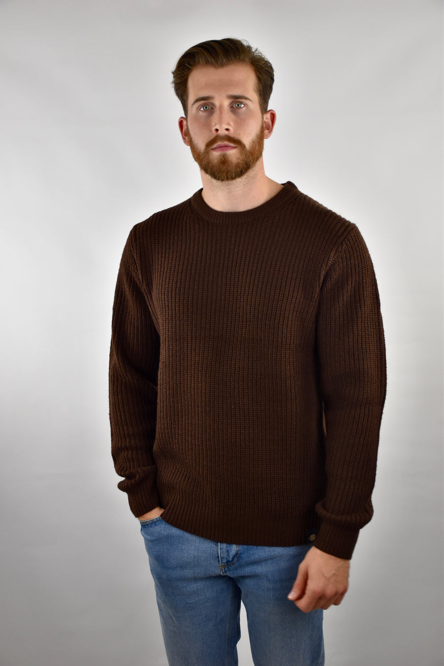 Humble Pioneer - Men's Dark Brown Fisherman Rib Crewneck