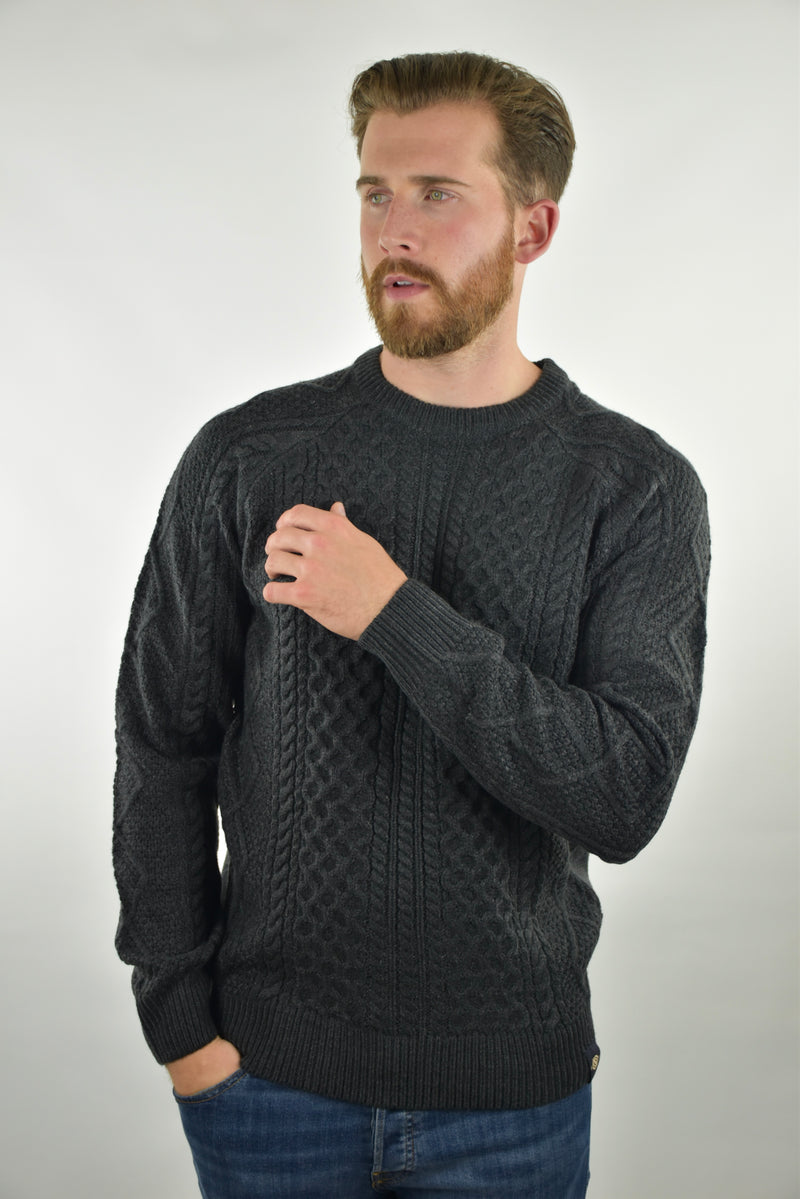 Humble Pioneer - Men's Charcoal Cable Crew Neck