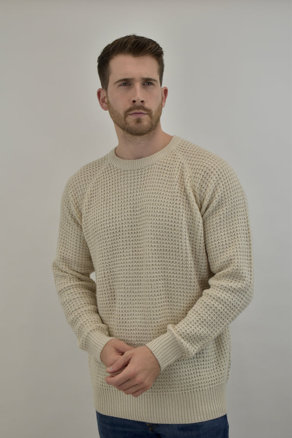 Humble Pioneer - Ecru Waffle Stitch Crew Neck