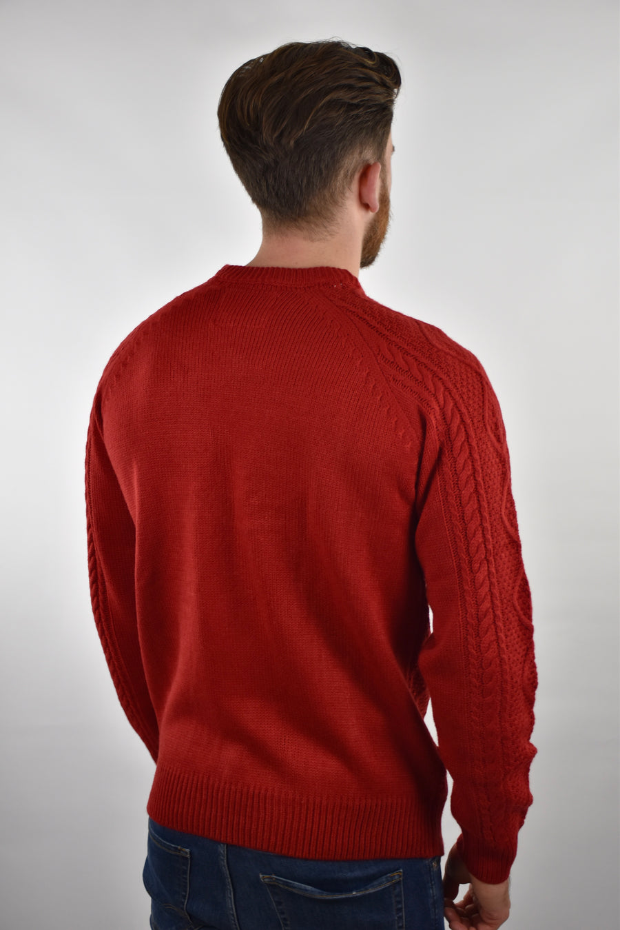 Humble Pioneer - Men's Red Cable Crew Neck