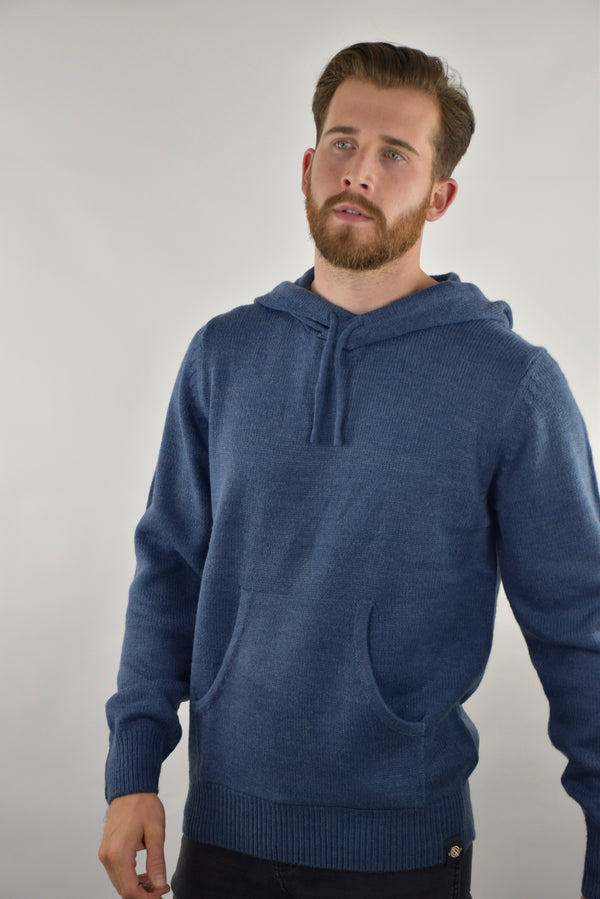 Humble Pioneer -Men's Denim Knitted Wool Mix Hoody