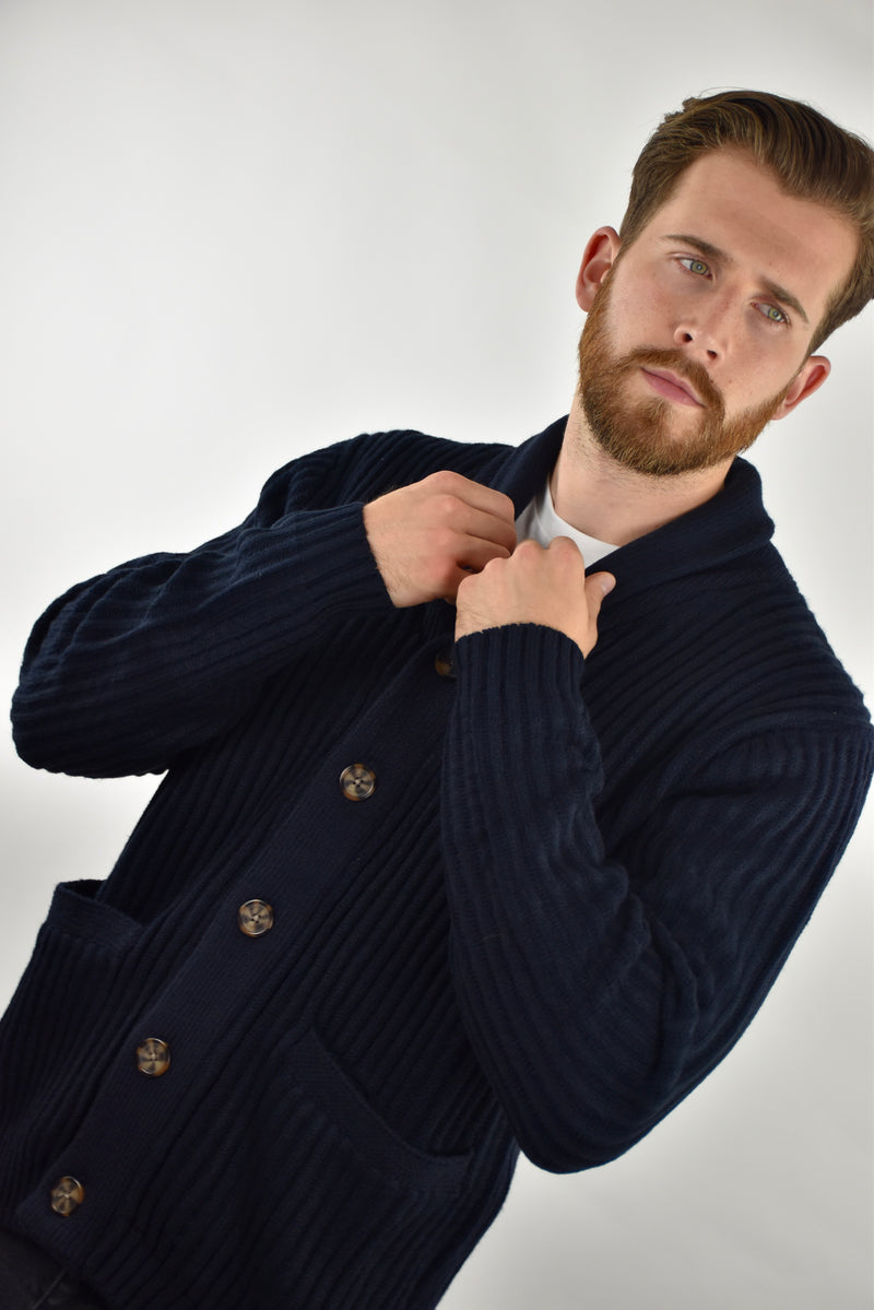 Humble Pioneer - Navy Shawl Cardigan