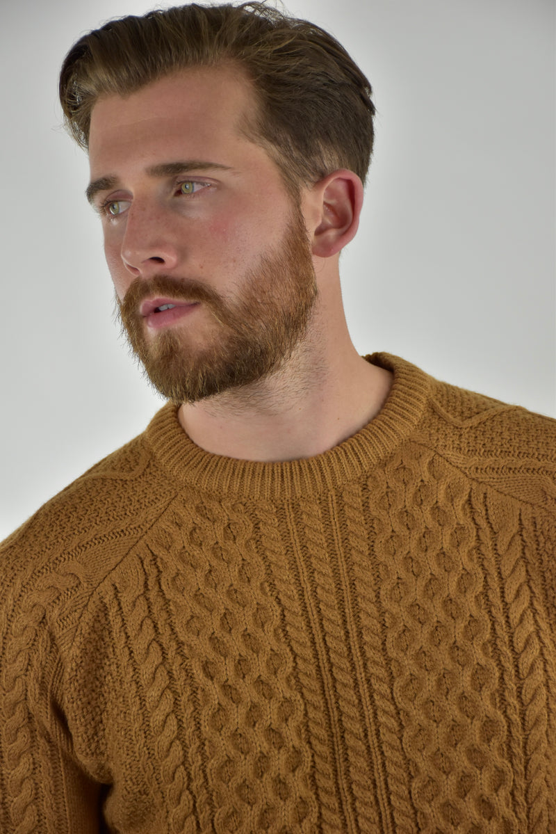 Humble Pioneer - Men's Tan Cable Crew Neck