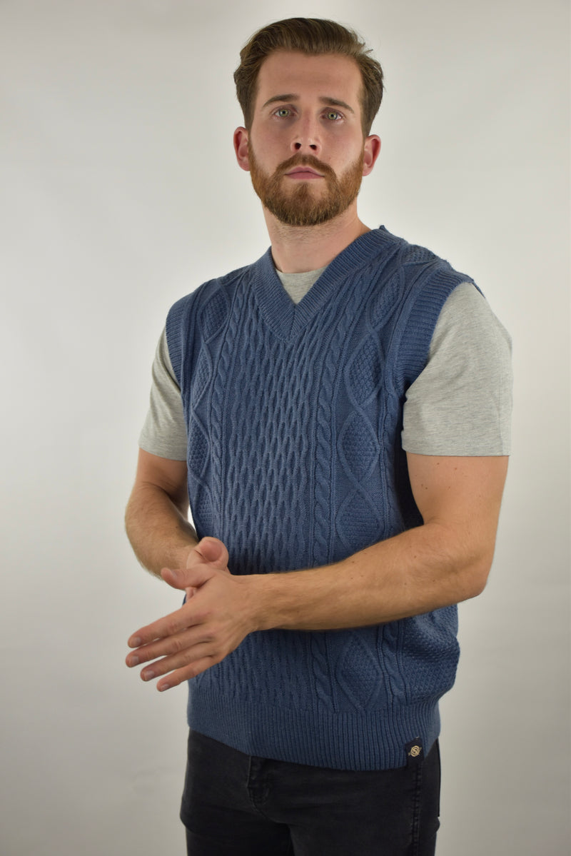 Humble Pioneer - Men's Denim Melange Cable Vest