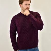 Humble Pioneer Men s Burgundy Fisherman Cable Knit Jumper